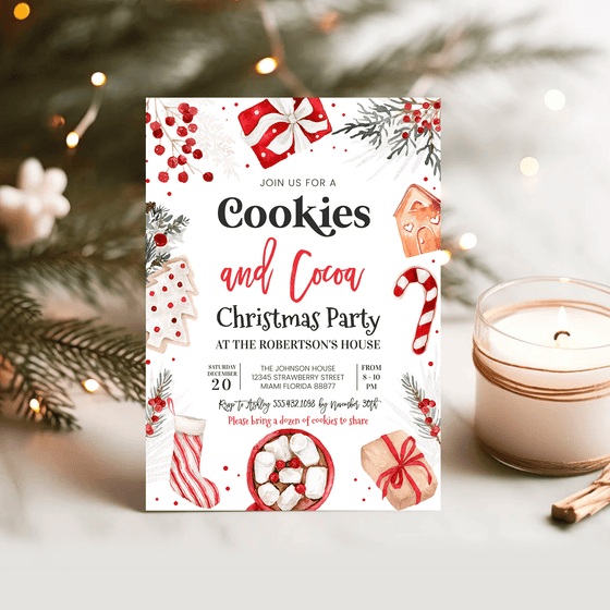 Editable Christmas Cookies and Cocoa Invite CC101