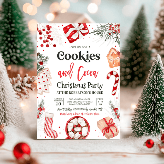 Editable Christmas Cookies and Cocoa Invite CC101