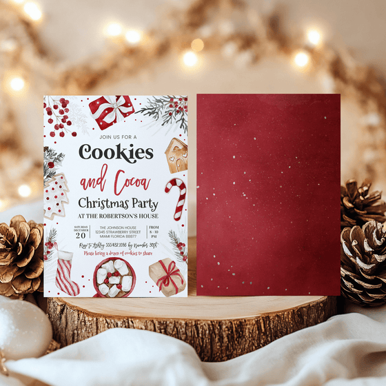 Editable Christmas Cookies and Cocoa Invite CC101