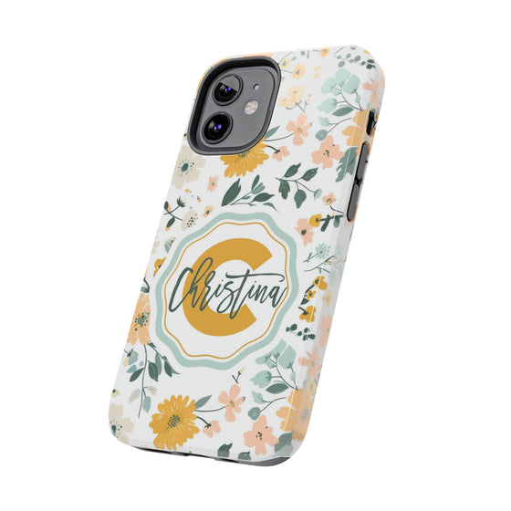 Personalized Floral Tough Phone Case - Custom Name Design - PC007