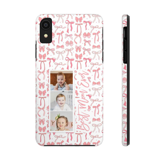 Custom Tough Phone Case - Best Mom Ever with Pink Bows - PC016