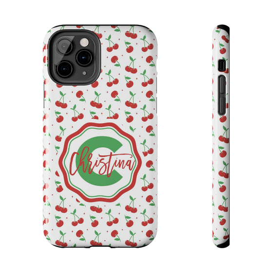 Personalized Cherry Tough Phone Case – Custom Name Design - PC021