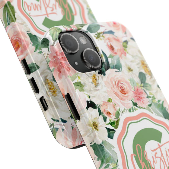 Personalized Floral Phone Case - Custom Tough Case with Name - PC025