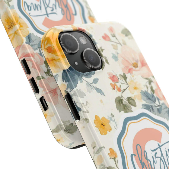Personalized Floral Tough Phone Case - Customized with Name | Durable Protection - PC013