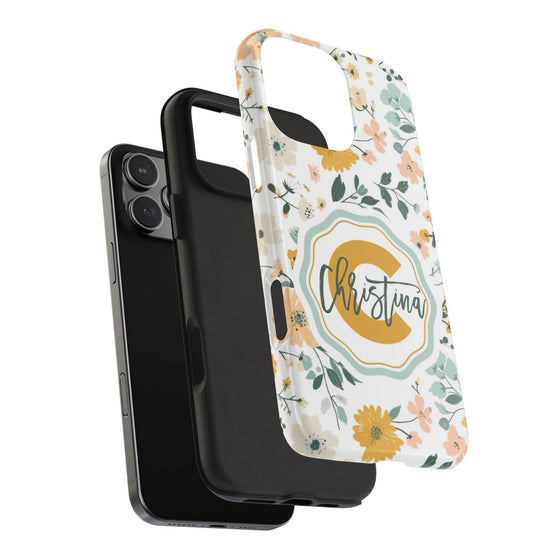 Personalized Floral Tough Phone Case - Custom Name Design - PC007