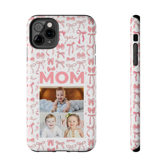 Personalized Mom Photo Collage Phone Case - Bow Design -PC015