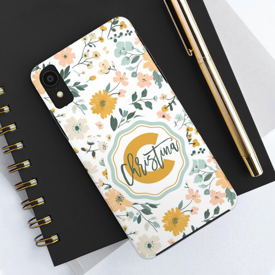 Personalized Floral Tough Phone Case - Custom Name Design - PC007