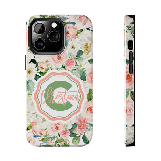 Personalized Floral Phone Case - Custom Tough Case with Name - PC025