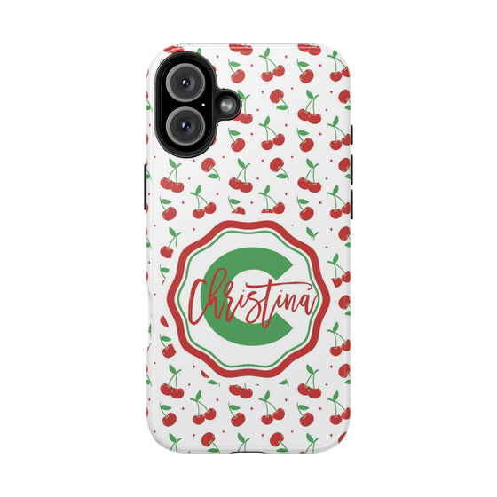 Personalized Cherry Tough Phone Case – Custom Name Design - PC021