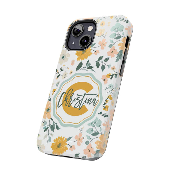 Personalized Floral Tough Phone Case - Custom Name Design - PC007