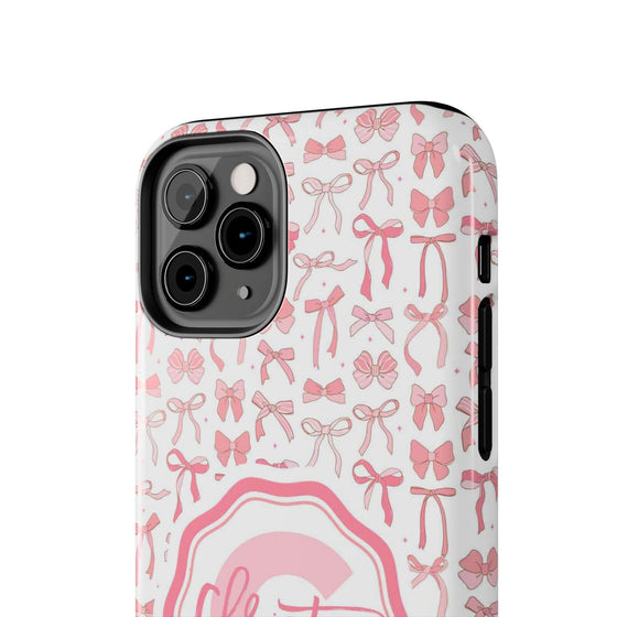 Personalized Tough Phone Case with Pink Bow Design - PC017