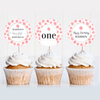 Editable Strawberry  Birthday Cupcake Toppers BF01