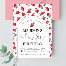  Editable Berry First Birthday Invitation Strawberry  BF24