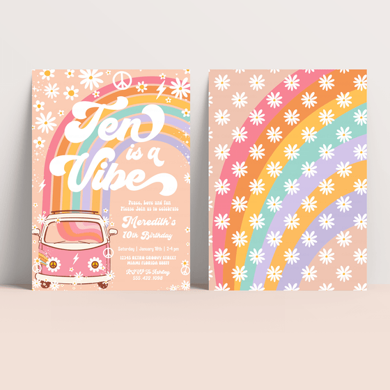Editable Ten Is A Vibe Birthday Invitation G210