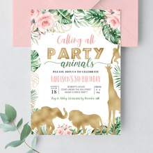  Editable Gold Safari Birthday Invitation JG05