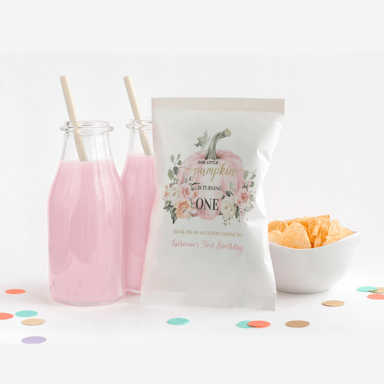 Editable Our Little Pumpkin Chip Bag Label PB102