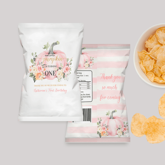 Editable Our Little Pumpkin Chip Bag Label PB102