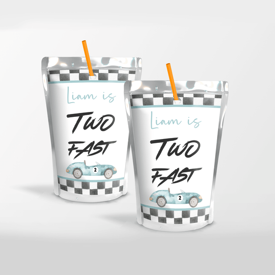 Editable Two Fast Birthday Juice Label R101