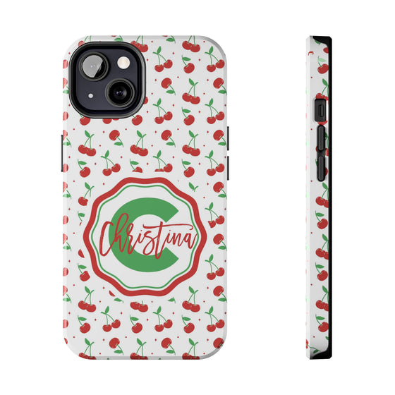 Personalized Cherry Tough Phone Case – Custom Name Design - PC021