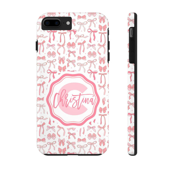 Personalized Tough Phone Case with Pink Bow Design - PC017