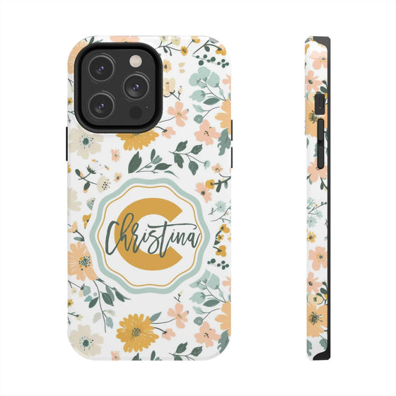 Personalized Floral Tough Phone Case - Custom Name Design - PC007
