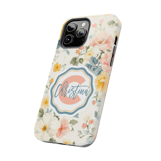 Personalized Floral Tough Phone Case - Customized with Name | Durable Protection - PC013