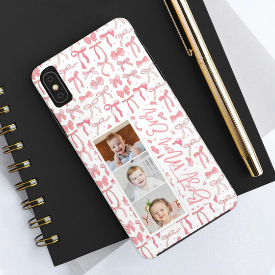 Custom Tough Phone Case - Best Mom Ever with Pink Bows - PC016