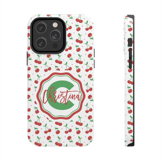 Personalized Cherry Tough Phone Case – Custom Name Design - PC021