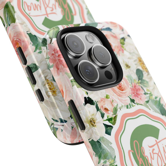 Personalized Floral Phone Case - Custom Tough Case with Name - PC025