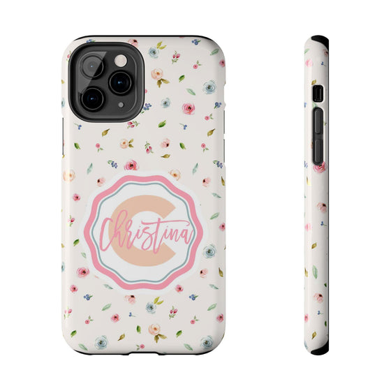 Personalized Floral Tough Phone Case - Custom Name Design - PC030