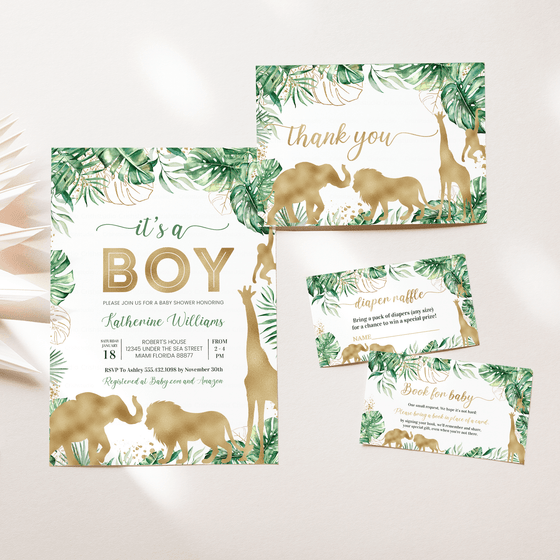 Editable Safari Baby Shower Set J102