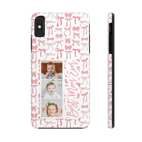 Custom Tough Phone Case - Best Mom Ever with Pink Bows - PC016