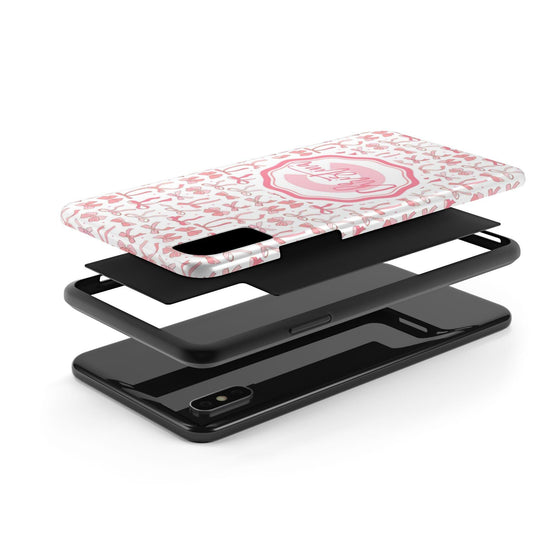 Personalized Tough Phone Case with Pink Bow Design - PC017