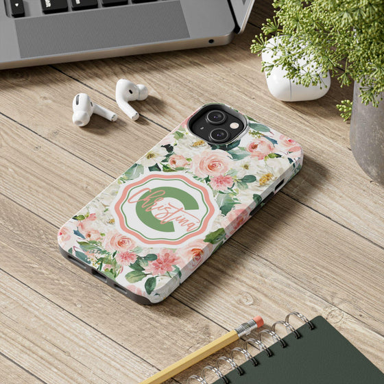 Personalized Floral Phone Case - Custom Tough Case with Name - PC025