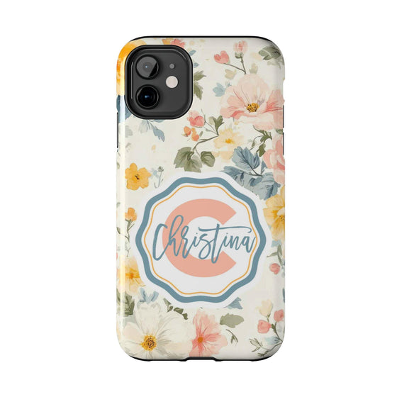 Personalized Floral Tough Phone Case - Customized with Name | Durable Protection - PC013