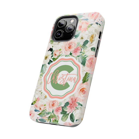 Personalized Floral Phone Case - Custom Tough Case with Name - PC025