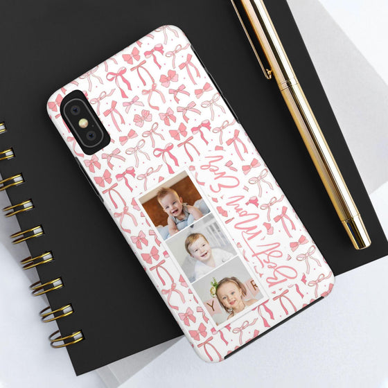 Custom Tough Phone Case - Best Mom Ever with Pink Bows - PC016