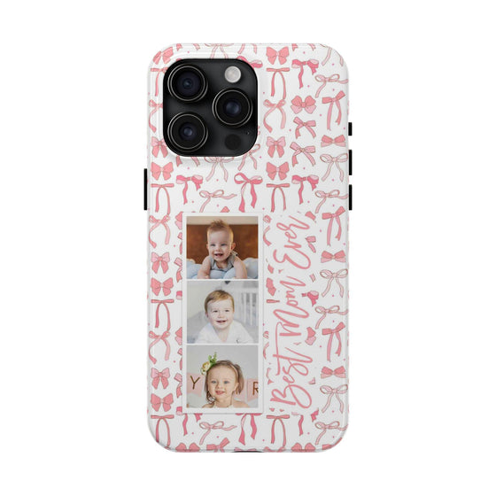 Custom Tough Phone Case - Best Mom Ever with Pink Bows - PC016