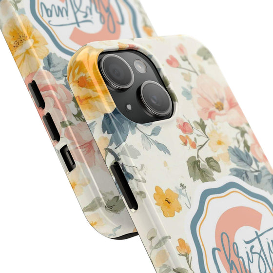 Personalized Floral Tough Phone Case - Customized with Name | Durable Protection - PC013
