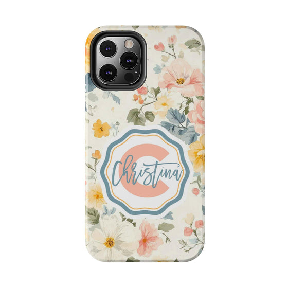 Personalized Floral Tough Phone Case - Customized with Name | Durable Protection - PC013