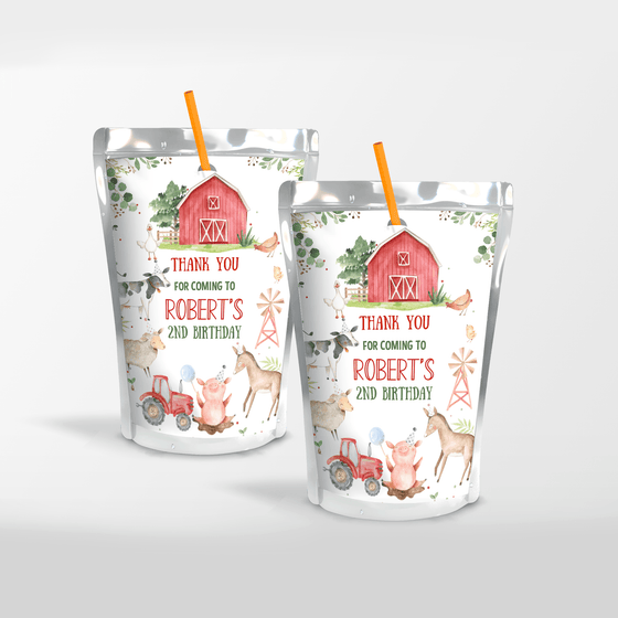 Editable Farm Birthday Juice Label F101