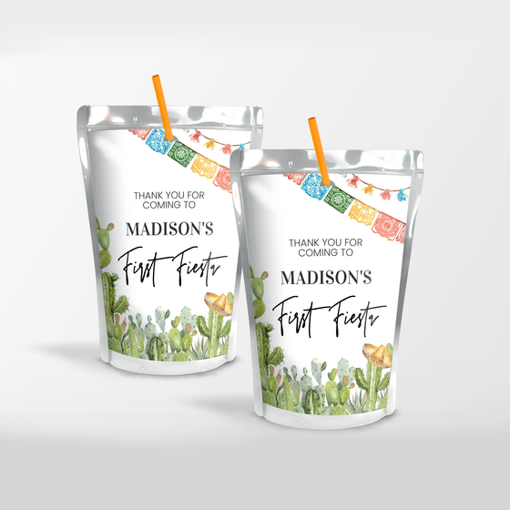 Editable First Fiesta Birthday Juice Labe FT101
