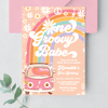 Editable One Groovy Babe Birthday Invitation G212