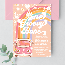  Editable One Groovy Babe Birthday Invitation G212