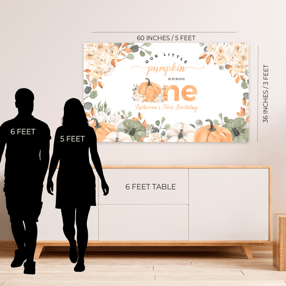 Editable Our Little Pumpkin Birthday Backdrop  PB001