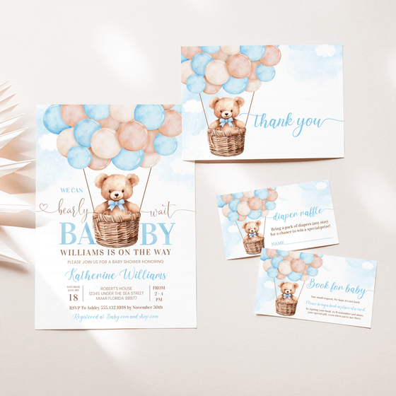 Editable Can Bearly Wait Baby Shower Set T201