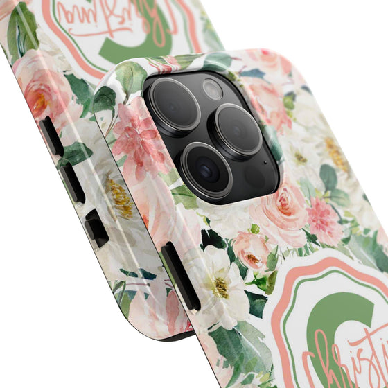 Personalized Floral Phone Case - Custom Tough Case with Name - PC025