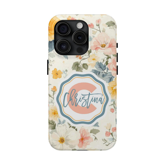 Personalized Floral Tough Phone Case - Customized with Name | Durable Protection - PC013