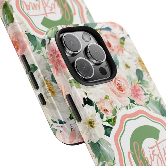Personalized Floral Phone Case - Custom Tough Case with Name - PC025
