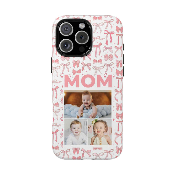 Personalized Mom Photo Collage Phone Case - Bow Design -PC015